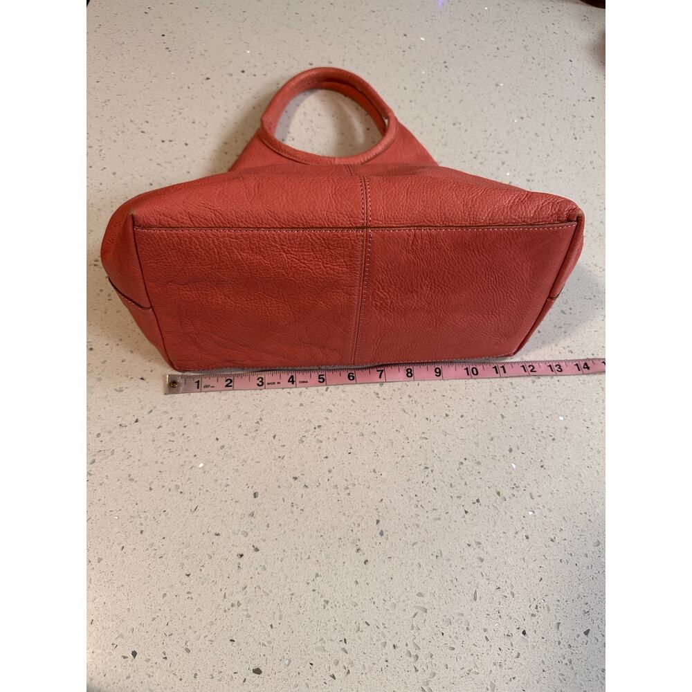 Talbots Genuine Leather Hobo Shoulder Bag Small Coral Pink Boho - Picture 11 of 11